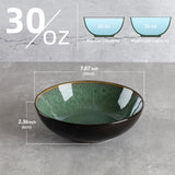 Peacock Green Ceramic Bowl Set (4PCS, 30oz)