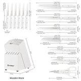 15-Piece Kitchen Knife Set with Wooden Block & Built-In Sharpener