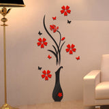 3D DIY Vase Flower Tree Wall Stickers