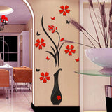 3D DIY Vase Flower Tree Wall Stickers