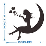 3D Girls Moon Mirror Wall Stickers