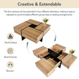 Modern Expandable Coffee Table with Hidden Storage
